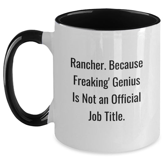 Rancher Gifts, Funny Two Tone Coffee Mugs, Christmas Unique Presents for Rancher Friends and Family - Gifts from Men, Women, Coworkers - Rancher Coffee Mug, Christmas Morning, Morning Coffee - Main