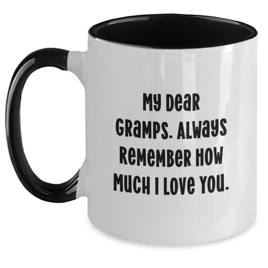 Funny Gramps Gifts from Men - Two Tone Coffee Mug with 'My Dear Gramps' Quote, Unique Gifts for Gramps on Mother's Day - Main