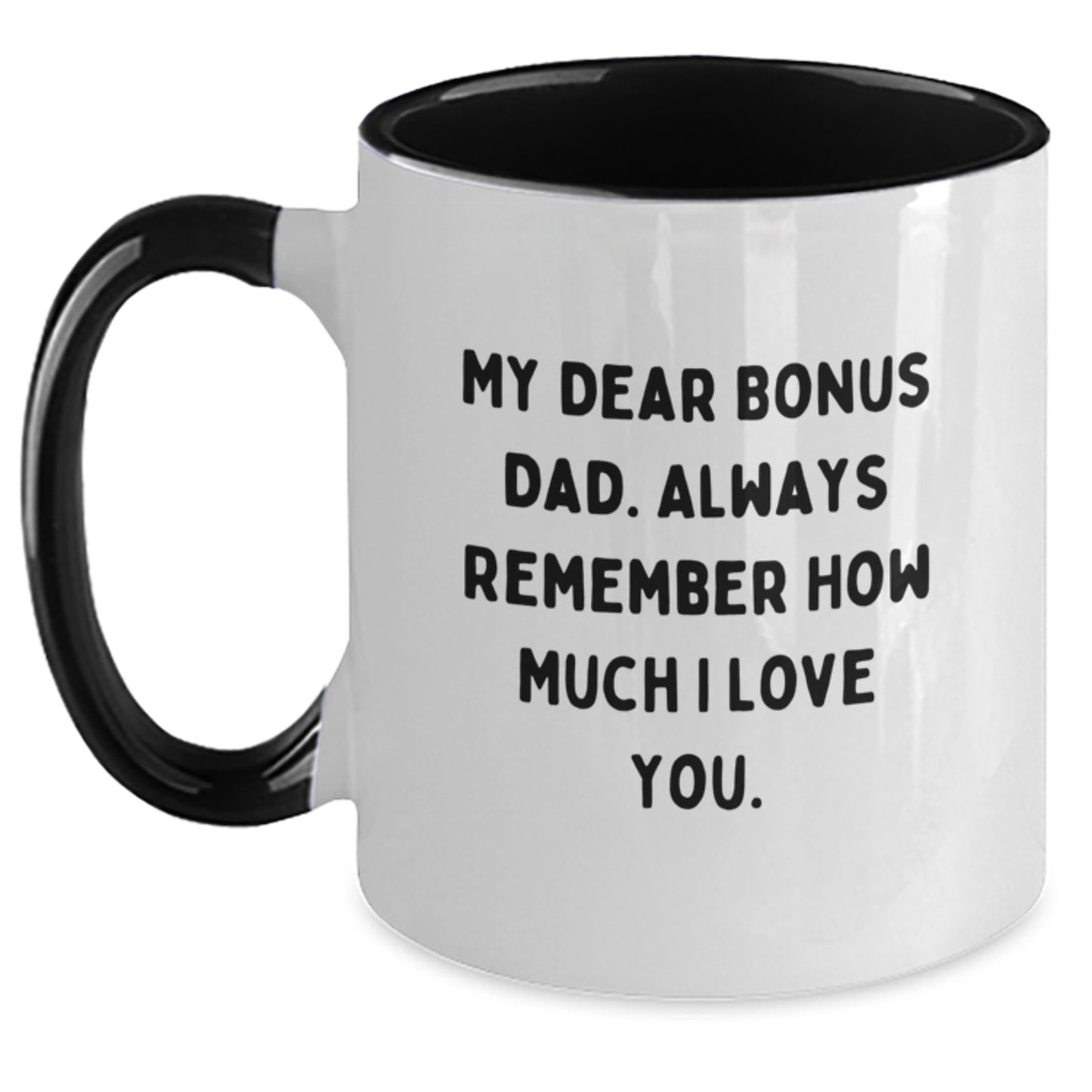 Funny Bonus Dad Gifts from Women, Cute Two Tone Coffee Mugs for Bonus Dad, Birthday Unique Gifts for Men - Main