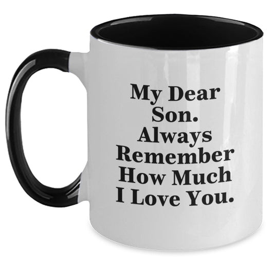 Funny Two Tone Coffee Mugs for Son - Gifts from Mom - Always Remember How Much I Love You, Cute Son Quotes - Unique Mother's Day Unique Gifts for Him - Main