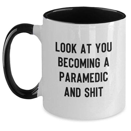 Funny Rescue Worker Gifts from Friends and Family, Unique Two Tone Coffee Mug 'Look At You Becoming A Rescue Worker And Shit' for Christmas - Main