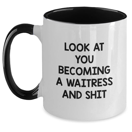 Funny Waitress Gifts from Men to Women for Mother's Day - Two Tone Coffee Mug - Main
