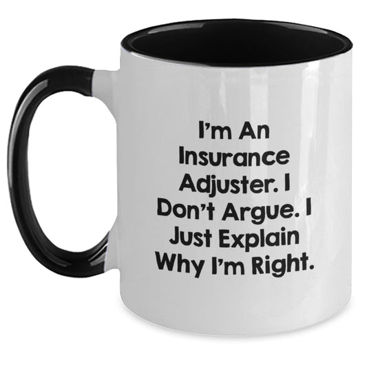 Funny Insurance Adjuster Gifts from Friends, Cute Two Tone Coffee Mug for Graduation, Inspirational Quote - Main
