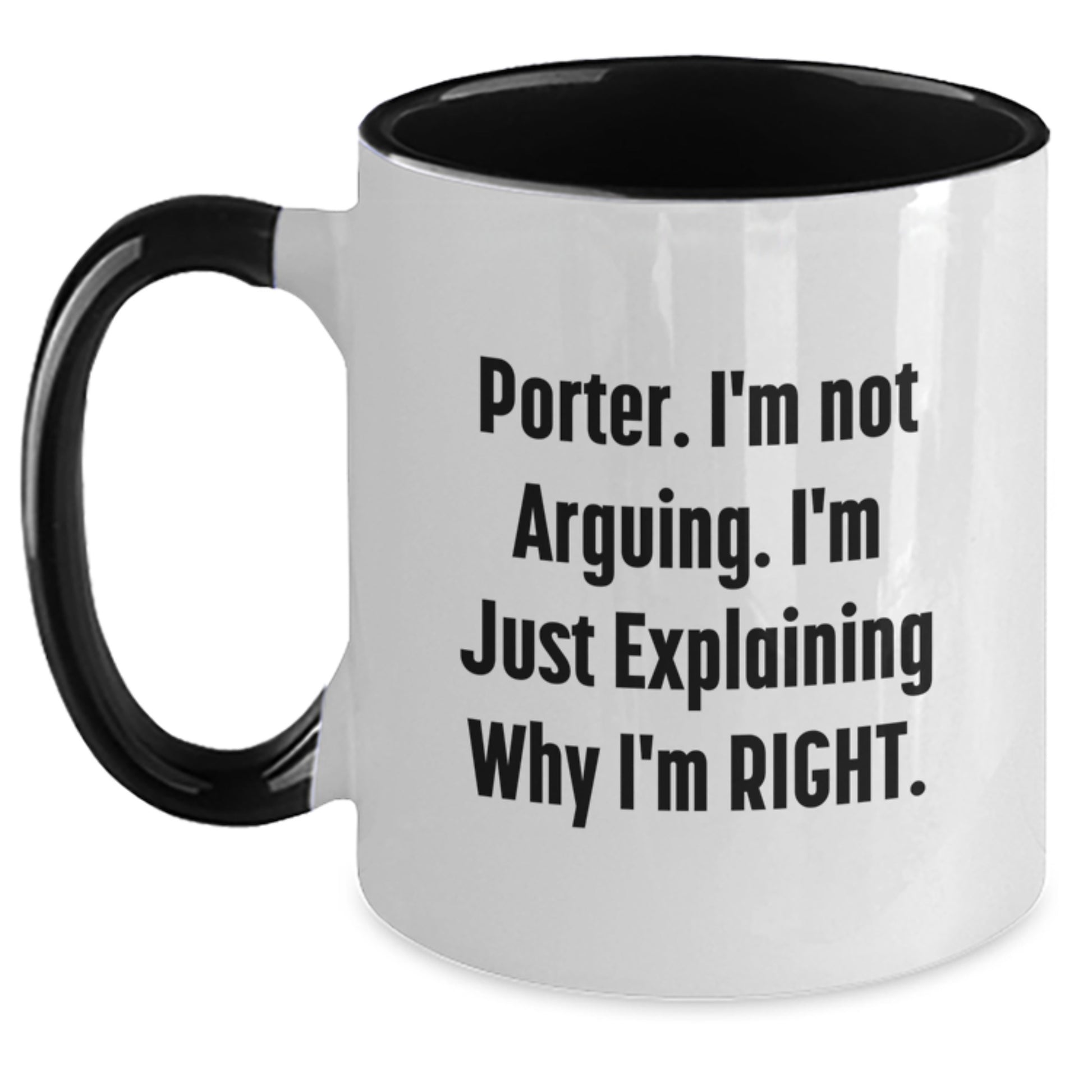 Funny Porter Gifts from Friends Two Tone Coffee Mug, Perfect Birthday Unique Gifts for Porter, Best Friends, or Family - Main