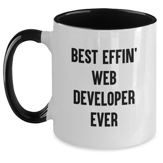 Funny Web Developer Gifts from Friends, Web Developer Unique Graduation Gifts for Men, Best Effin' Web Developer Ever Two Tone Coffee Mug - Main