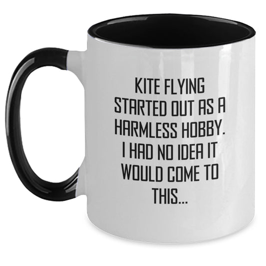 Gifts from Friends and Family for Kite Flying Enthusiasts Funny Graduation Two Tone Coffee Mugs, Kite Flying Started Out As A Harmless Hobby. I Had No Idea It Would Come To This... - Main