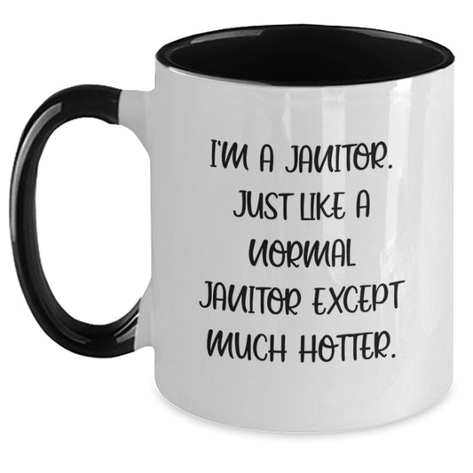 Funny Janitor Mugs, Gifts for Janitors, Two Tone Coffee Mug, Unique Christmas Unique Gifts from Friends, Family, Coworkers - Main