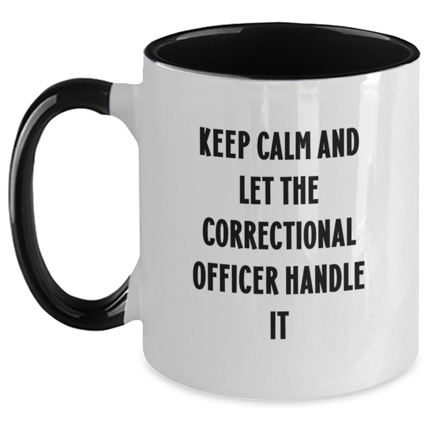Correctional Officer Gifts - Keep Calm And Let The Officer Handle It, Funny Two Tone Coffee Mug for Birthday Unique Gifts from Friends - Main