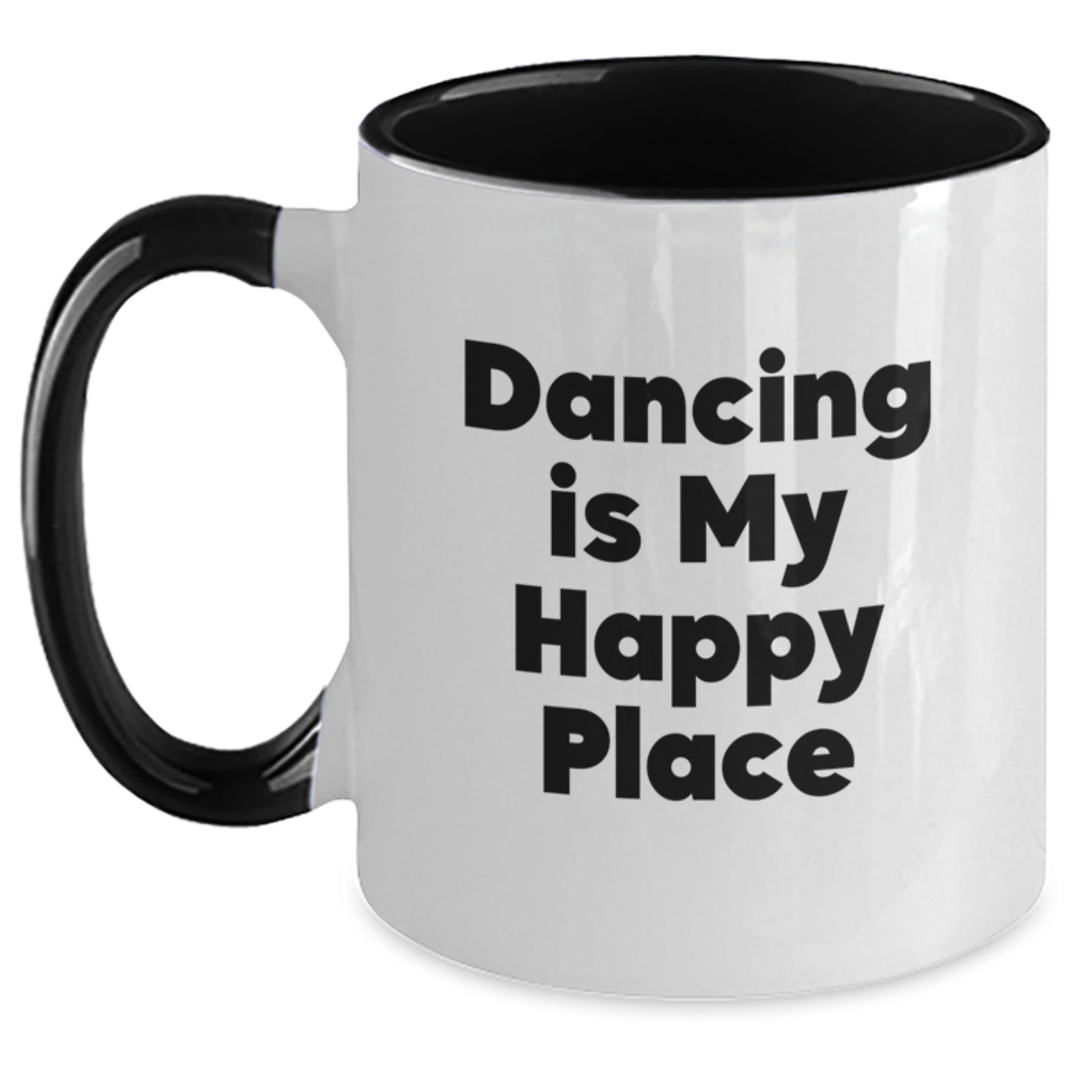 Funny Dancing Gifts from Family for Dad on Father's Day - Two Tone Coffee Mug - Dancing Is My Happy Place - Main