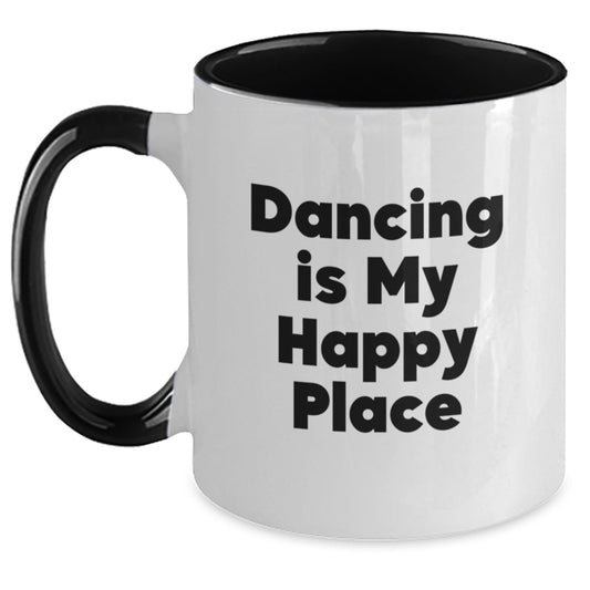 Funny Dancing Gifts from Family for Dad on Father's Day - Two Tone Coffee Mug - Dancing Is My Happy Place - Main