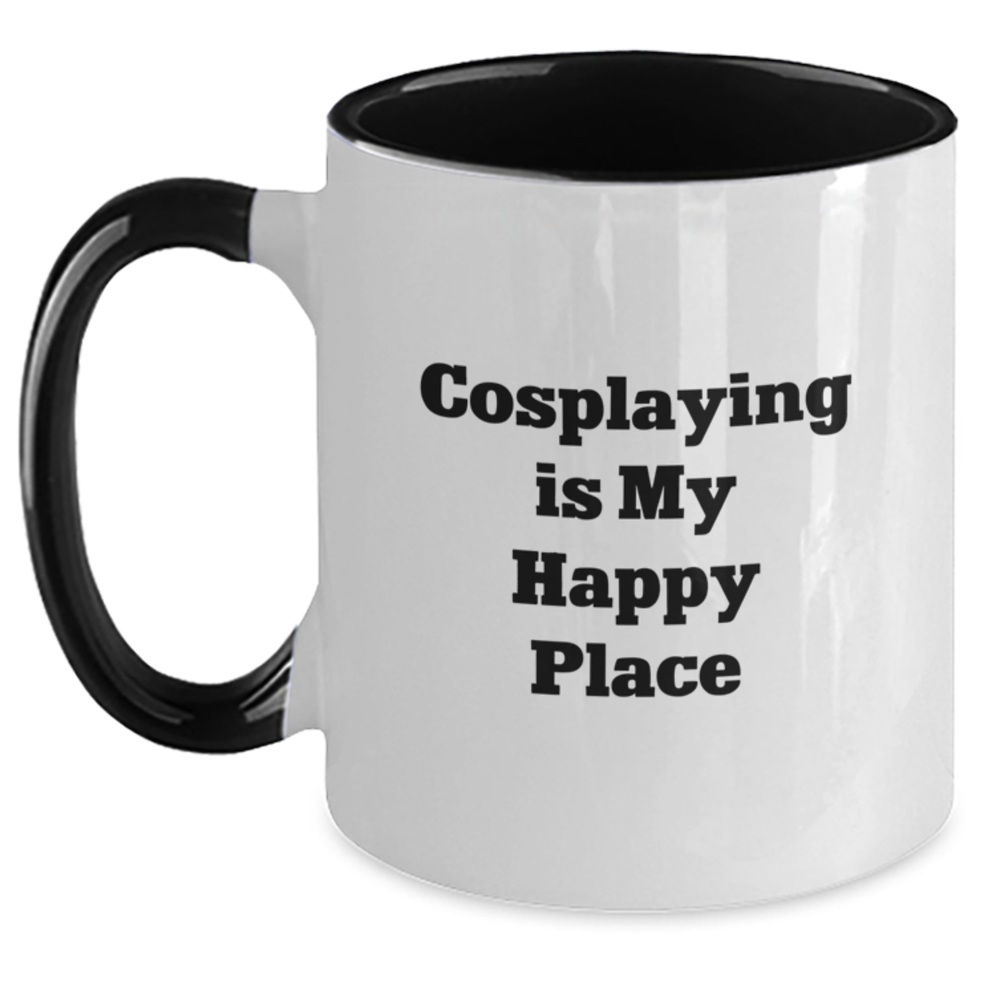 Funny Cosplaying Gifts for Men from Friends on Birthday Two Tone Coffee Mug - 'Cosplaying Is My Happy Place' - Main