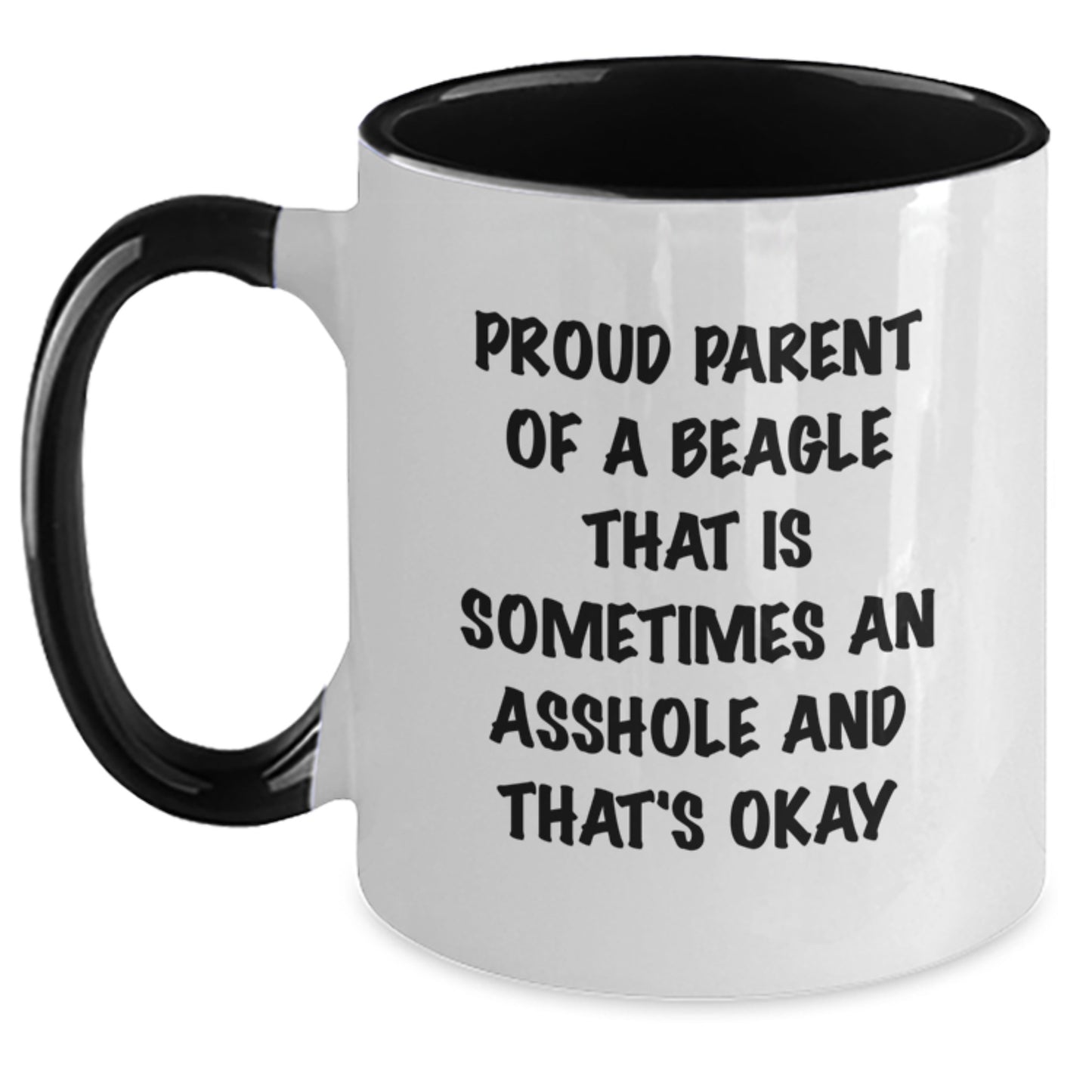 Beagle Dog Lover Funny Gifts from Mom to Daughter Two Tone Coffee Mugs for Beagles with Proud Parent Quote - Main