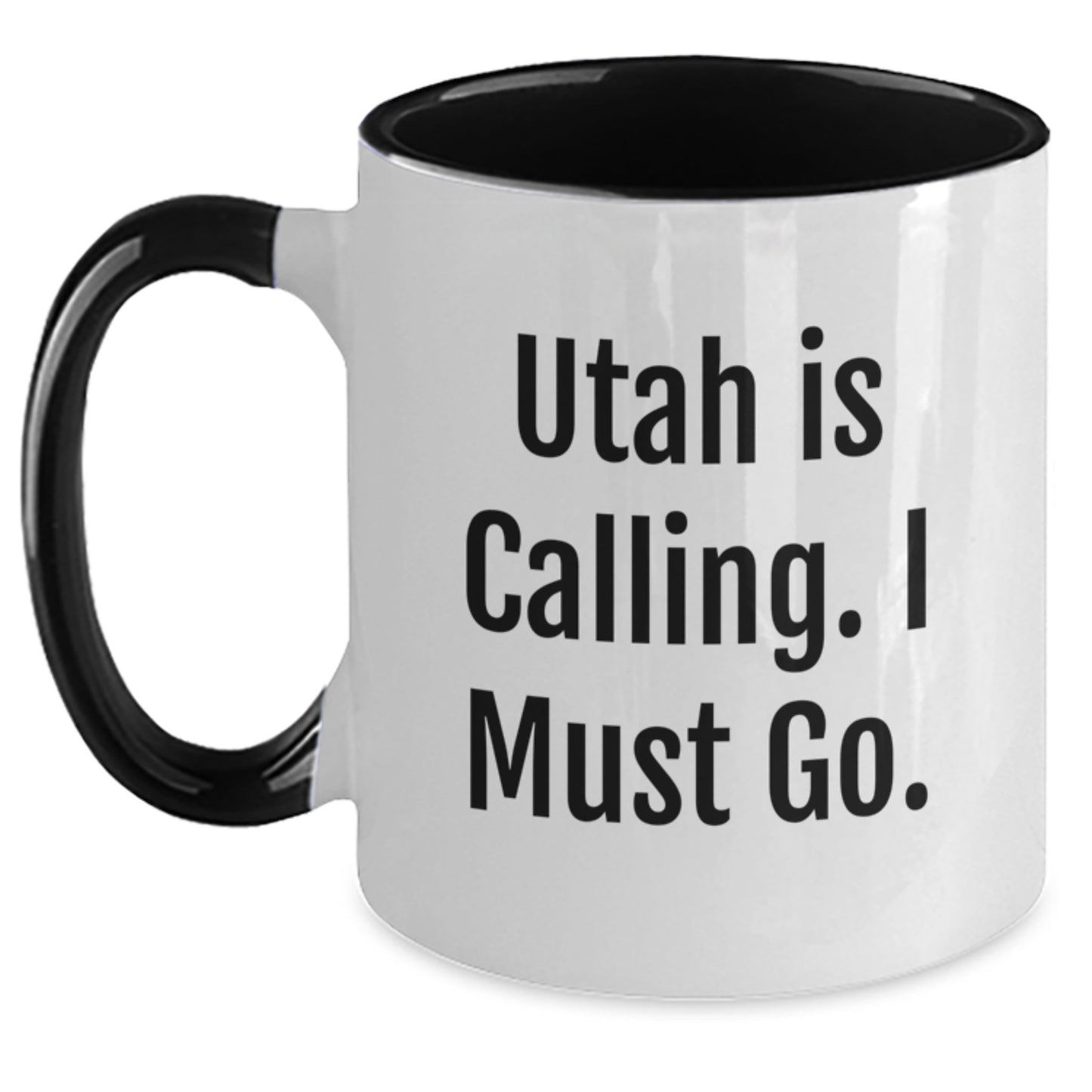 Utah Enthusiast Funny Two Tone Coffee Mug, Gifts from Friends for Men, Unique Christmas Unique Gifts for Him, Utah Calling I Must Go - Main