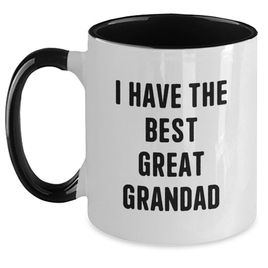 Funny Grandad Gifts for Him, I Have The Best Great Grandad Two Tone Coffee Mug, Christmas Unique Mugs from Family - Main