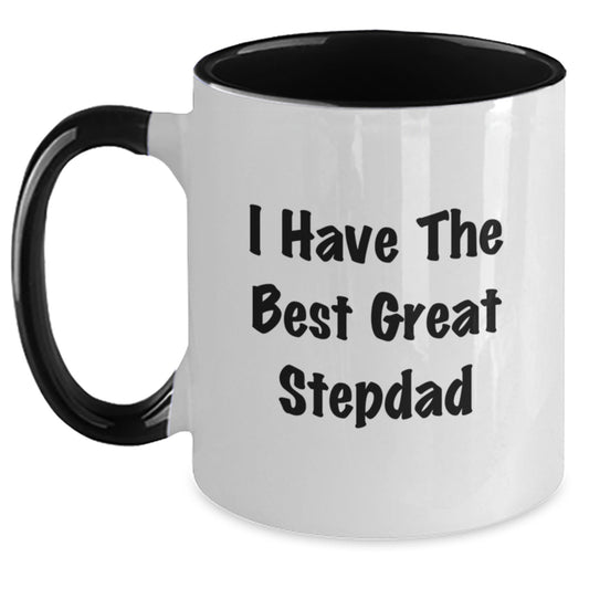 Funny Stepdad Gifts from Family, Unique Two Tone Coffee Mug for Great Stepdads - I Have The Best Great Stepdad - Main