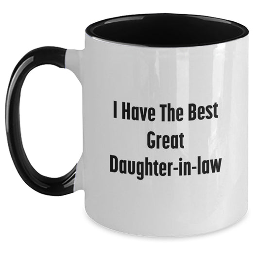 Funny Daughter-in-law Appreciation Gifts from Men to Women, Unique Two Tone Coffee Mug for Great Daughter-in-law, I Have The Best Daughter-in-law Quote Christmas Unique - Main