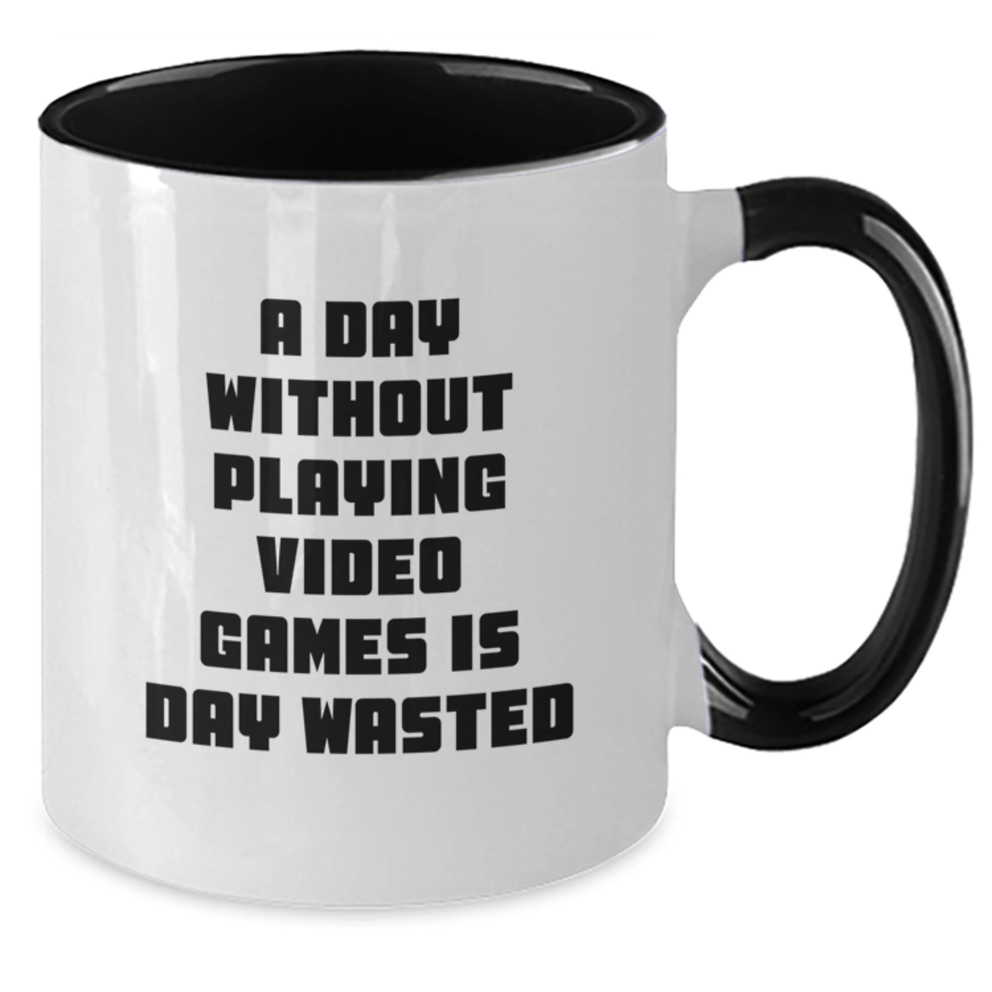 Funny Coffee Mugs for Playing Video Games Enthusiasts, Gifts from Friends for Birthday Unique Presents, Two Tone Mug, A Day Without Playing Video Games Is Day Wasted - Additional