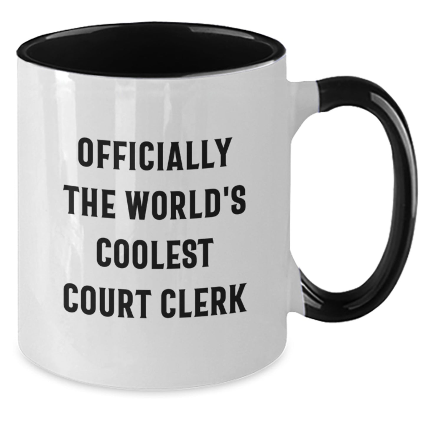 Funny Court Clerk Gifts for Men, Women, and Friends - Unique Two Tone Coffee Mug for Christmas Unique Gifts from Family, Coworkers, and Loved Ones - Officially The World's Coolest Court Clerk - Additional