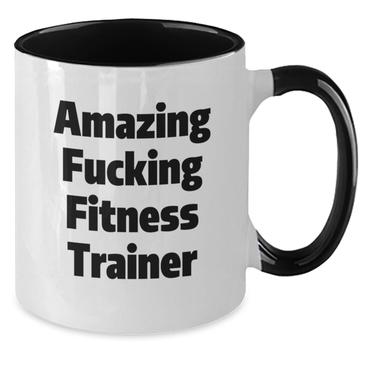 Funny Fitness Trainer Gifts for Her or Him, 'Amazing F--king Fitness Trainer' Two Tone Coffee Mug, Birthday Unique Gifts from Friends or Family - Additional
