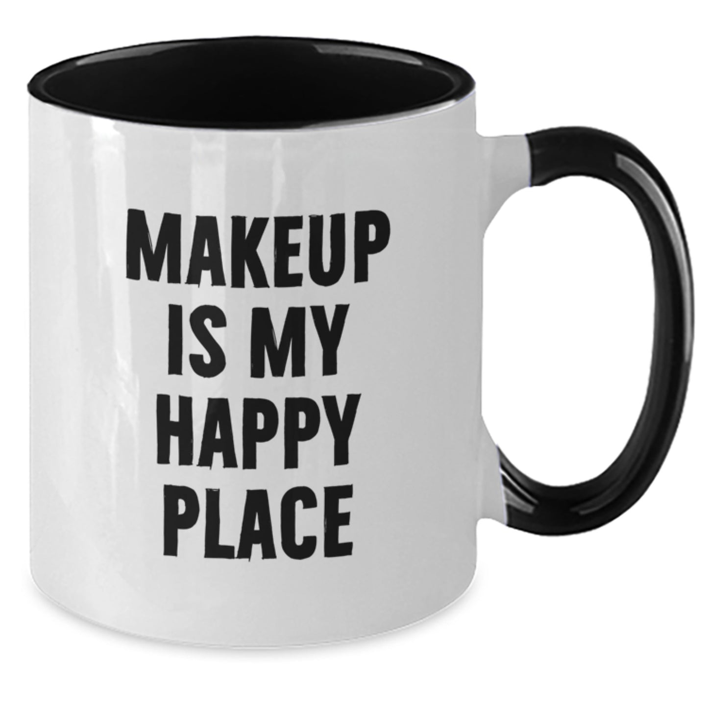 Funny Makeup Gifts for Women, Two Tone Coffee Mug, Makeup Is My Happy Place Quote, Perfect Christmas Unique Gift for Makeup Lovers, Gifts from Friends - Additional