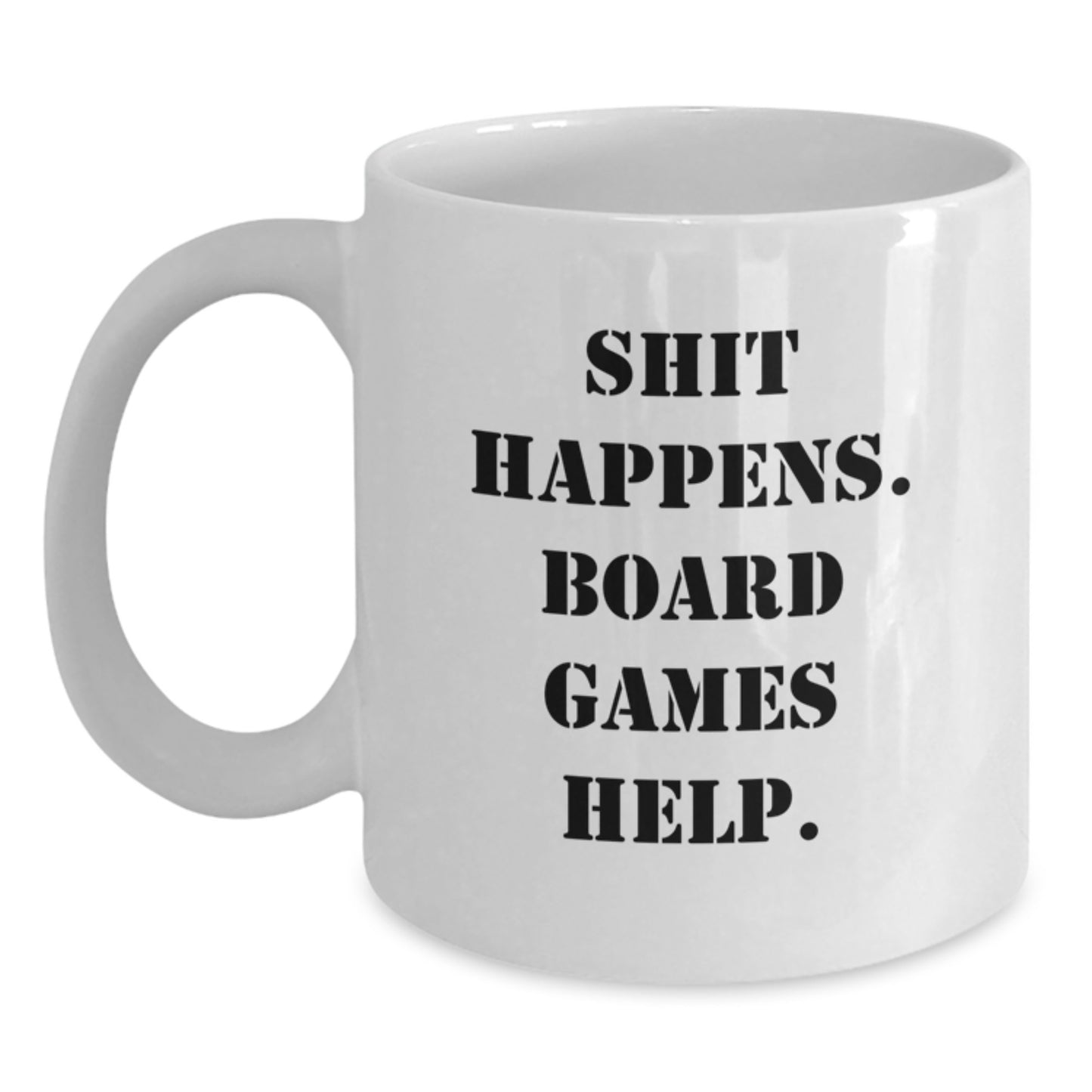 Funny Board Games Inspired White Coffee Mug for Birthday Unique Gifts from Family to Board Game Enthusiasts, Board Games Help. - Main