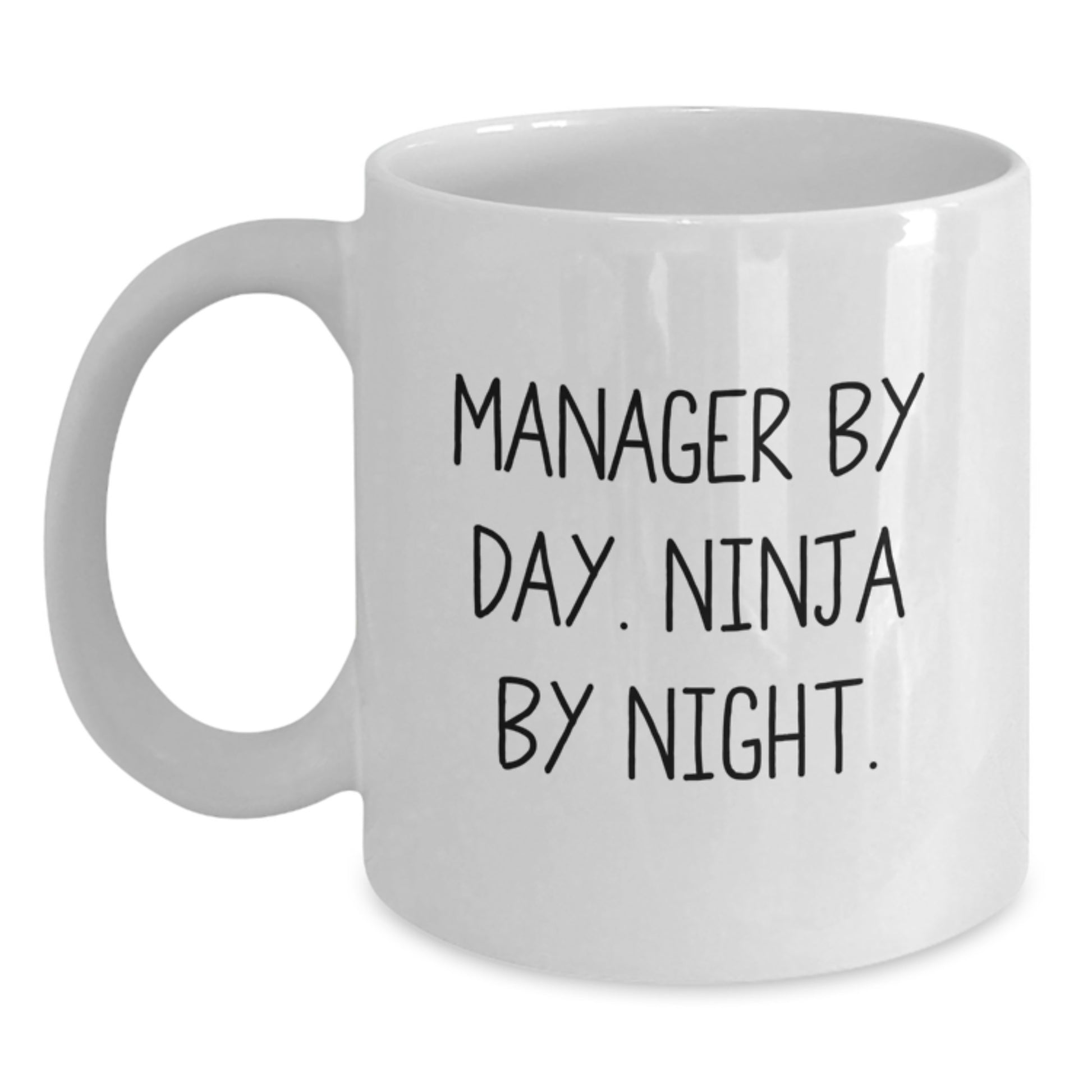 Funny Manager Gifts from Friends, White Coffee Mug for Manager By Day. Ninja By Night., Christmas Unique - Main