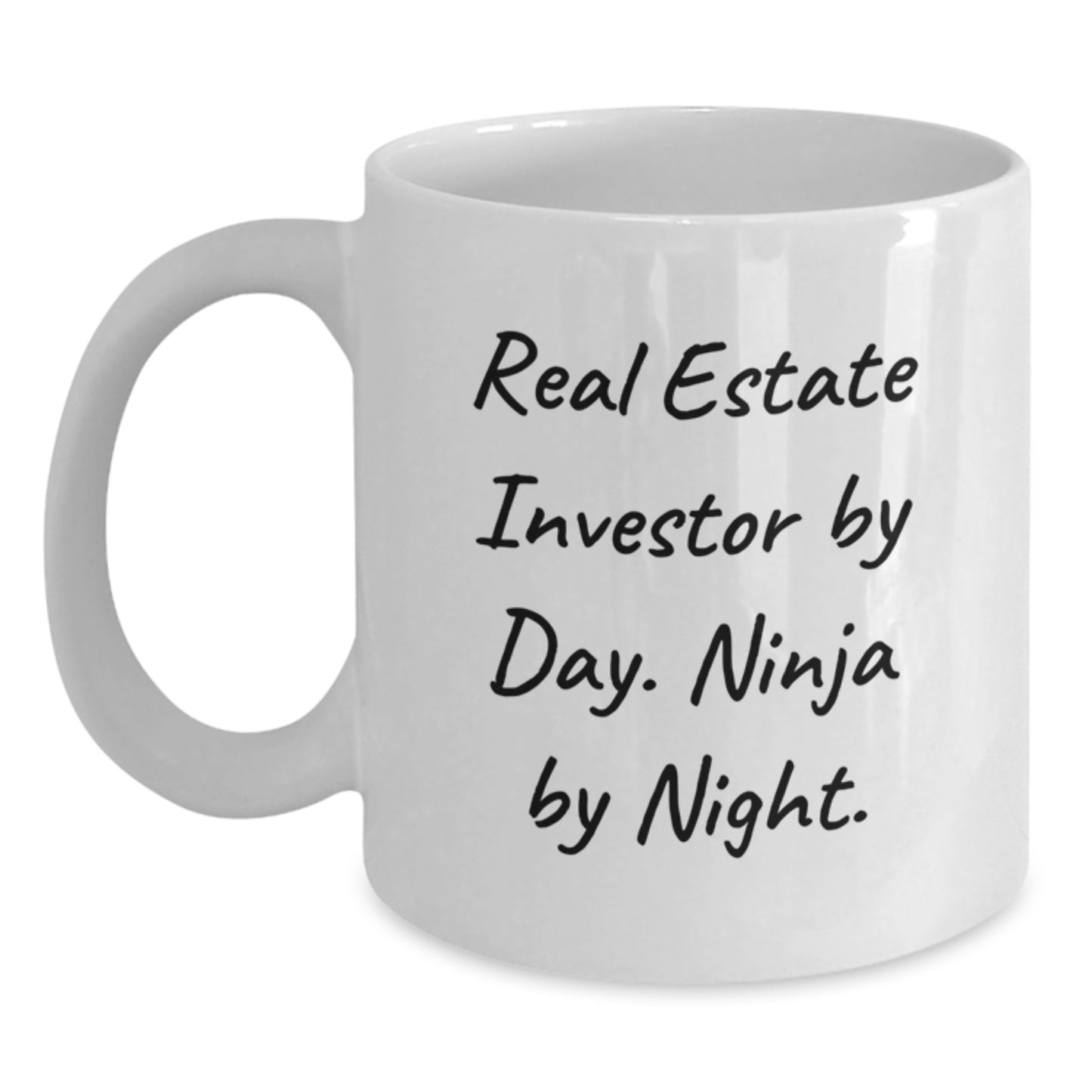 Funny Real Estate Investor Gift for Men - Christmas Unique Gifts from Friends, White Coffee Mug, 'Real Estate Investor By Day. Ninja By Night.' - Main