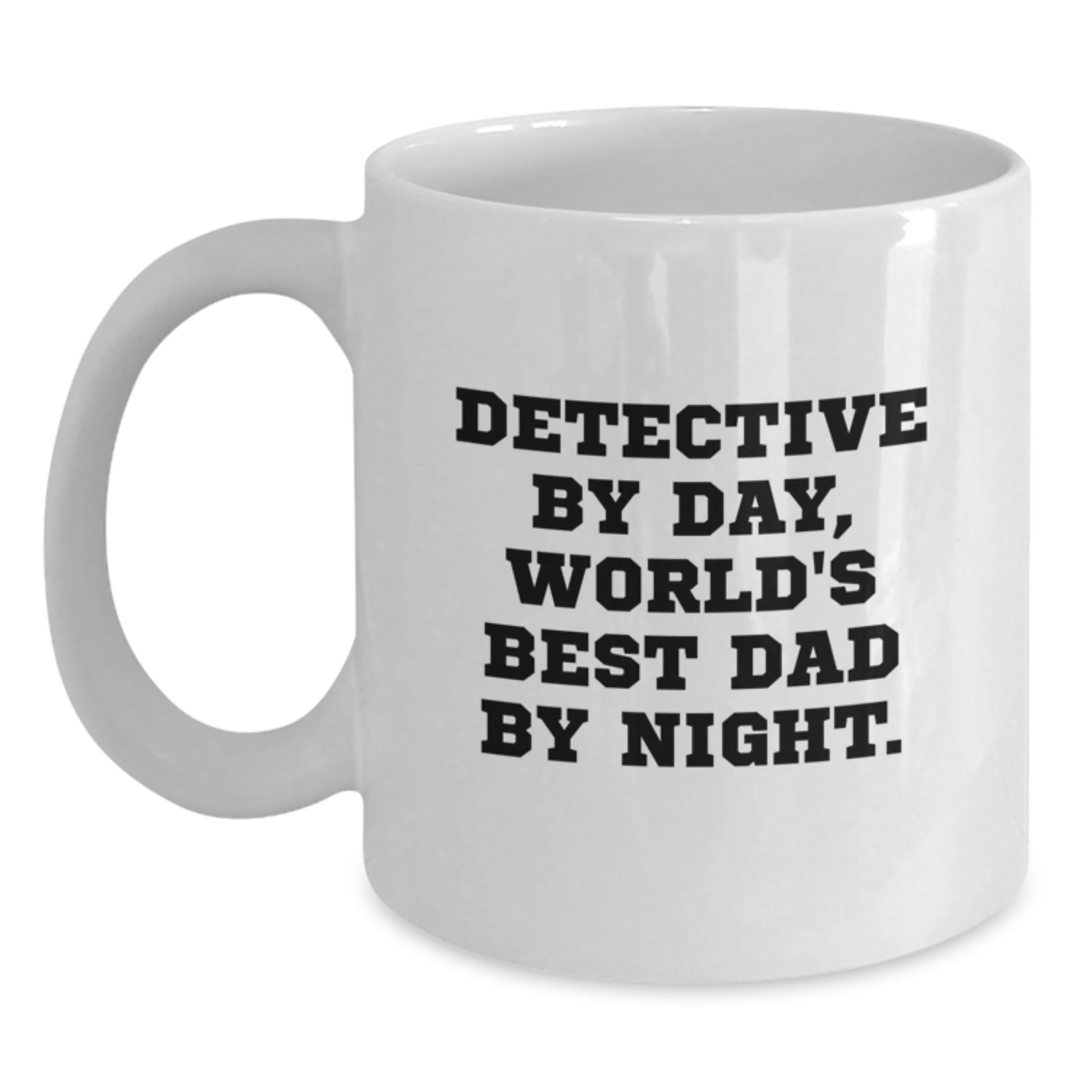 Funny Detective Gifts from Men to Women Friends, World's Best Dad White Coffee Mug, Christmas Unique Presents for Detective - Main