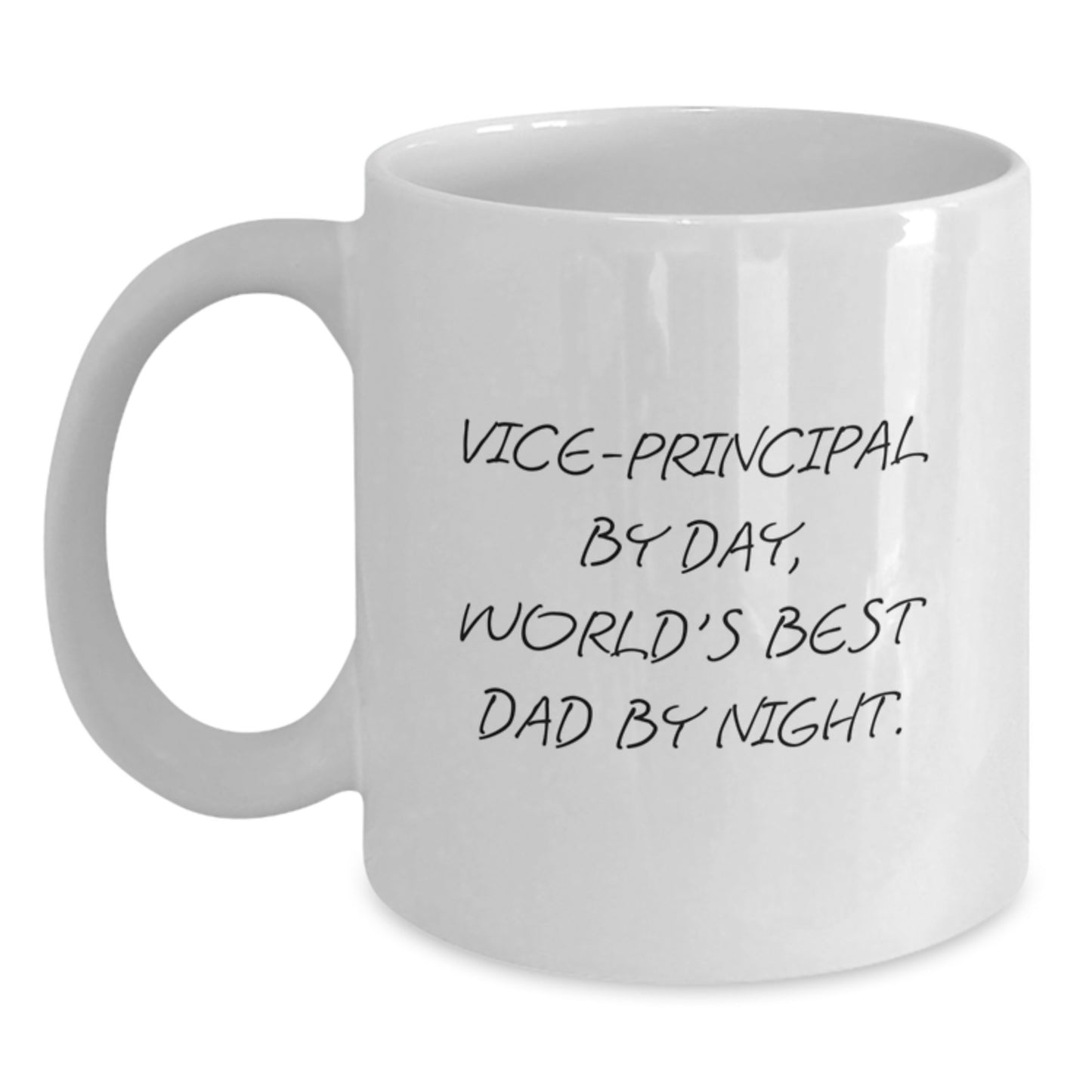 Funny Vice-Principal Gifts for Men, White Coffee Mug, Vice-Principal By Day, World's Best Dad By Night. Christmas Unique Gifts from Family - Main