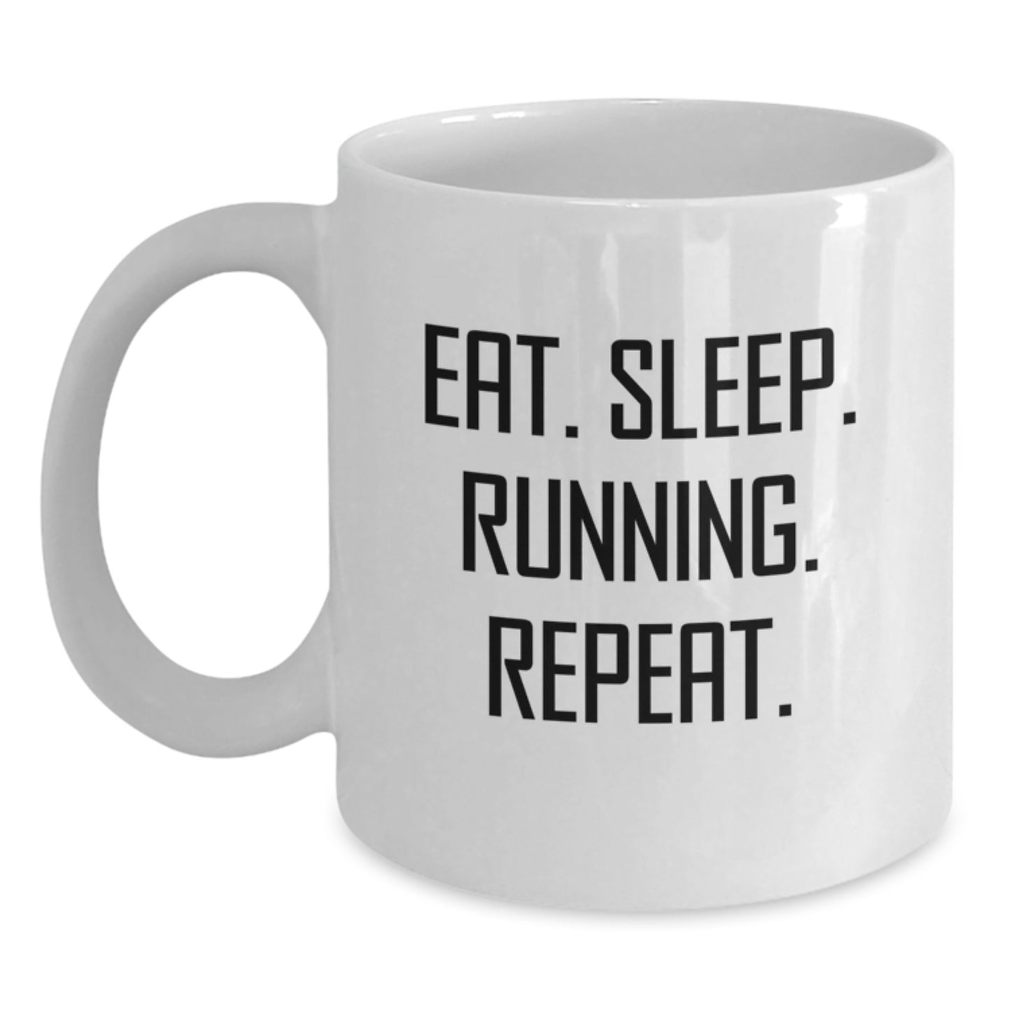 Funny Running Gifts for Men Friends Coworkers - Eat Sleep Running Repeat White Coffee Mug - Main