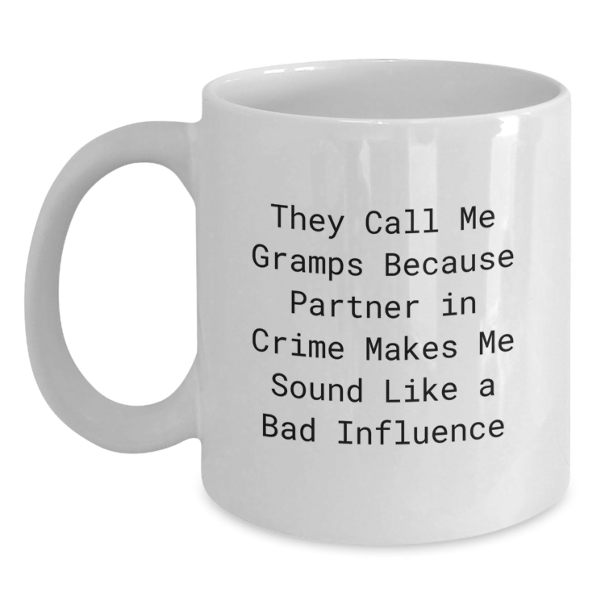 Funny Gramps Gifts for Men White Coffee Mug Partner in Crime Christmas Unique Presents - Main