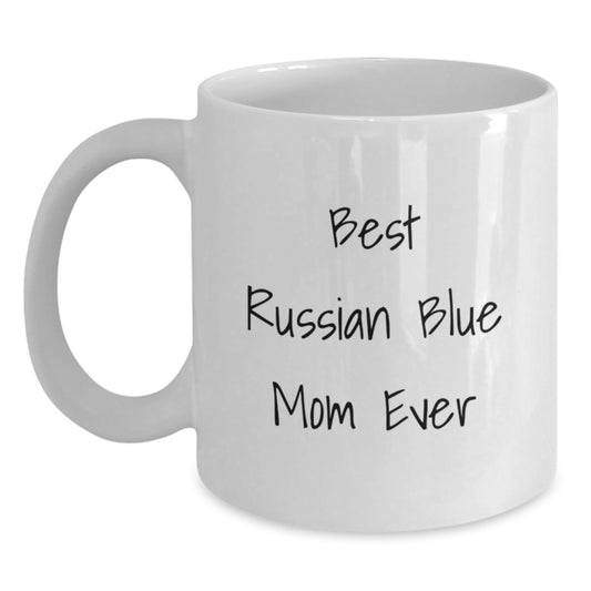 Funny Russian Blue Cat Mom Gifts for Graduation, White Coffee Mug with 11oz or 15oz Capacity, Made from Ceramic, Microwave and Dishwasher Safe, Gifts from Men to Family - Main