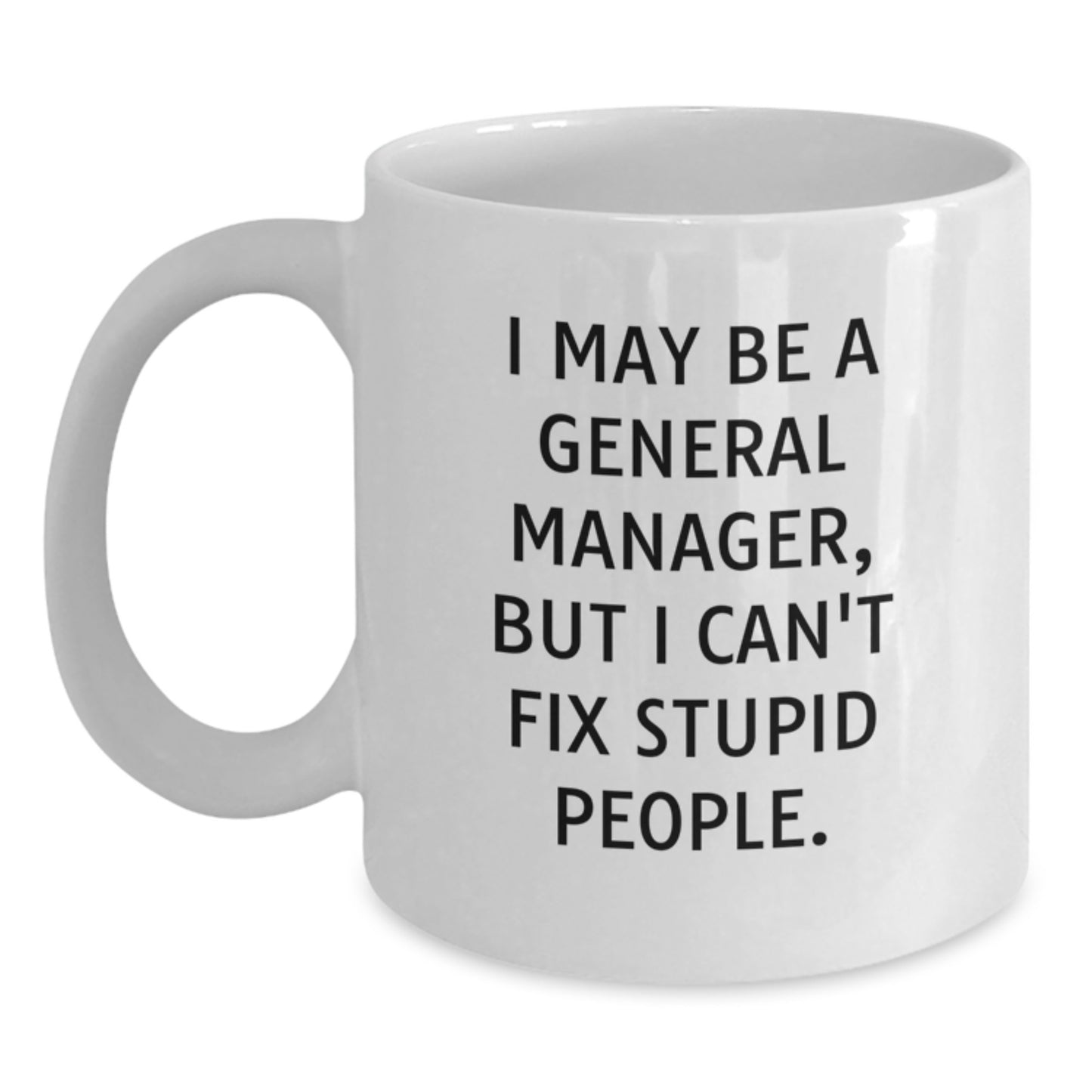 Funny General Manager Gifts, White Coffee Mugs for Christmas Unique Gifts from Friends, Coasters for Men, Women, Coworkers, Family - Main