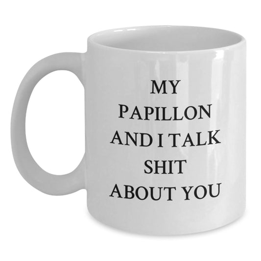 Funny Papillon Dog Father's Day Unique Gifts from Family for Him White Coffee Mug - Main