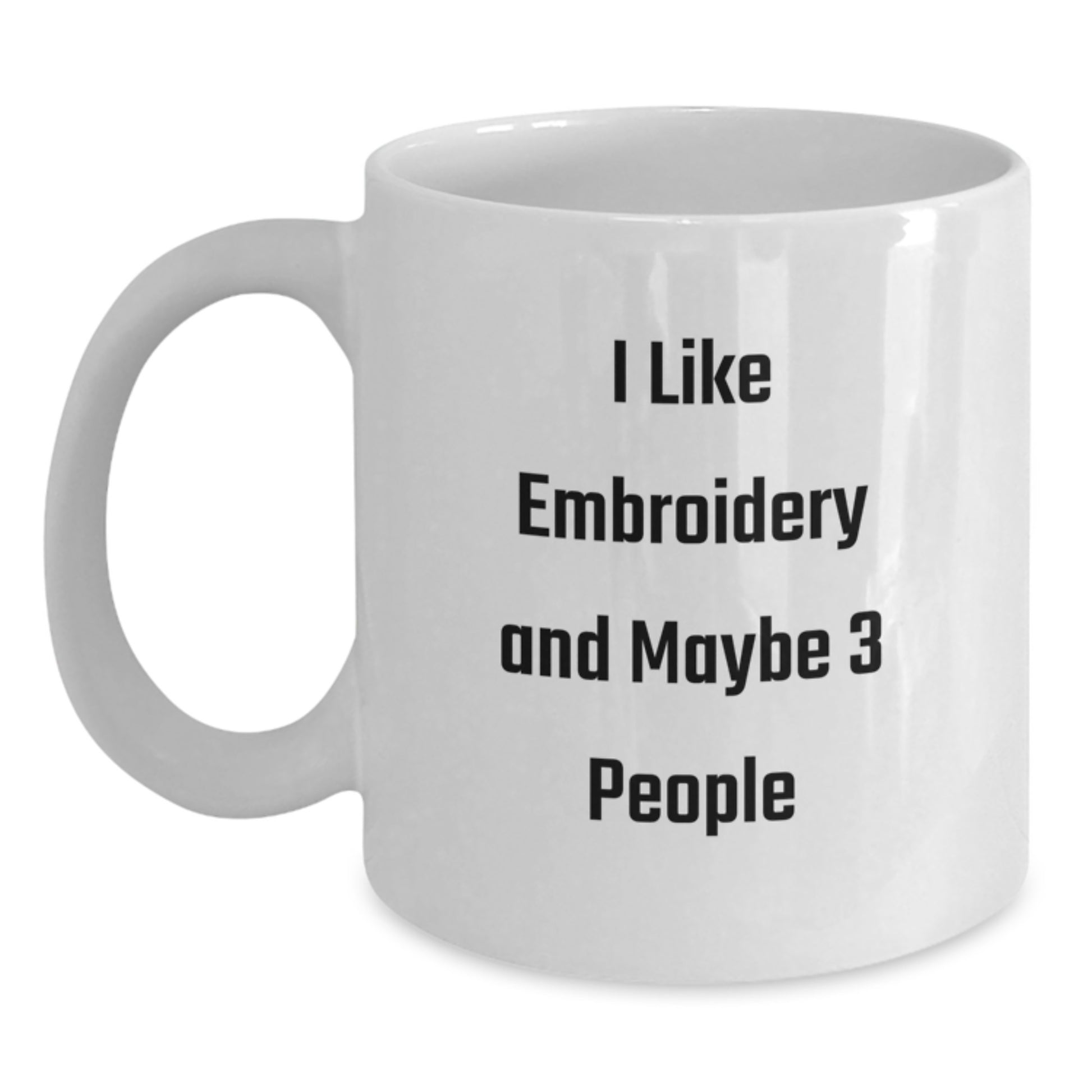Funny Embroidery Gifts for Her, White Coffee Mug for Embroidery Lovers, Mother's Day Unique Gifts from Men to Women - Main