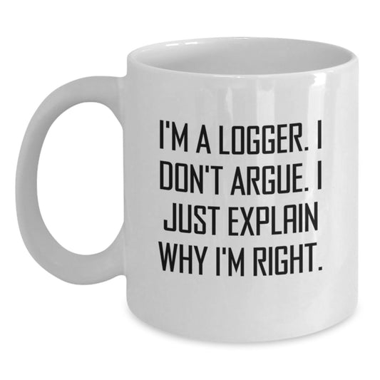 Funny Logger Gifts, White Coffee Mug for Logger, Christmas Unique Gifts from Friends and Family - Main