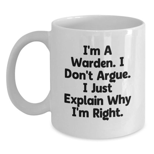 Warden Gifts from Friends to Men, Funny White Coffee Mug for Graduation - Main