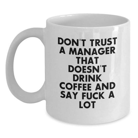 Funny White Coffee Mugs Gifts for Manager Friends Colleagues at Christmas Time, Gifts from Men Women to Colleagues with Sarcasm Quote - Main