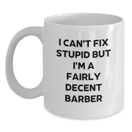 Funny Barber Gifts for Men, White Coffee Mug Gift from Friends for Graduation Unique - Main