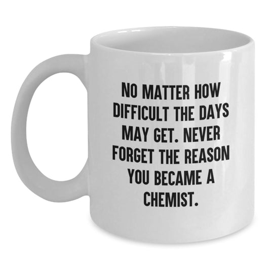 Funny Inspirational Chemist Gifts for Graduation - White Coffee Mug for Chemist Friends Coworkers - Main