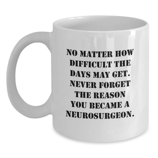 Gifts from Friends, Inspirational Quote for Neurosurgeon, Funny White Coffee Mug for Valentine's - 'Never Forget The Reason...' - Main