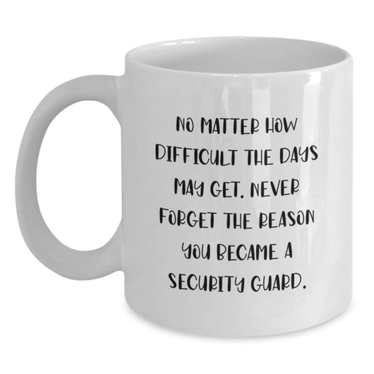 Security Guard Inspiration Gifts from Friends for Security Guard Graduation - Funny Quote White Coffee Mug, 11oz or 15oz - Main