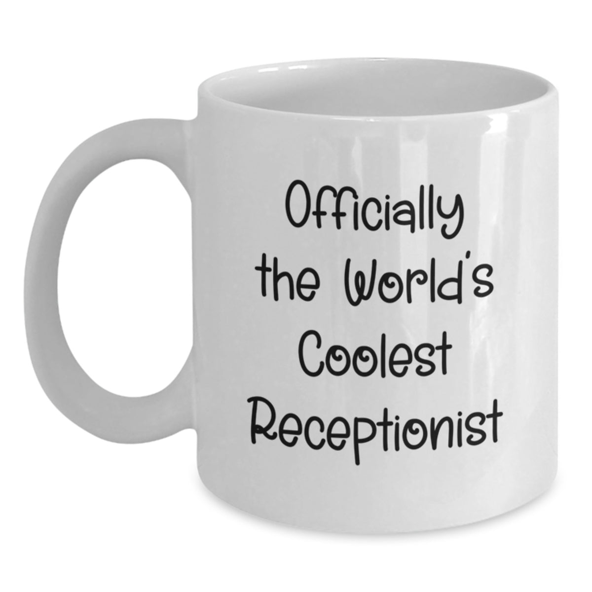 Funny Receptionist Gifts for Men, Women, or Coworkers - Officially The World's Coolest Receptionist White Coffee Mug - Main