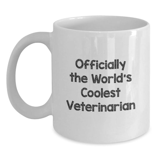 Funny Veterinarian Gifts from Friends for World's Coolest Veterinarian on Graduation Unique Gifts White Coffee Mug - Main