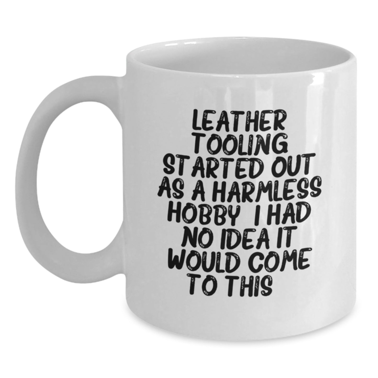 Birthday Gift for Her White Coffee Mug Leather Tooling Present - Main