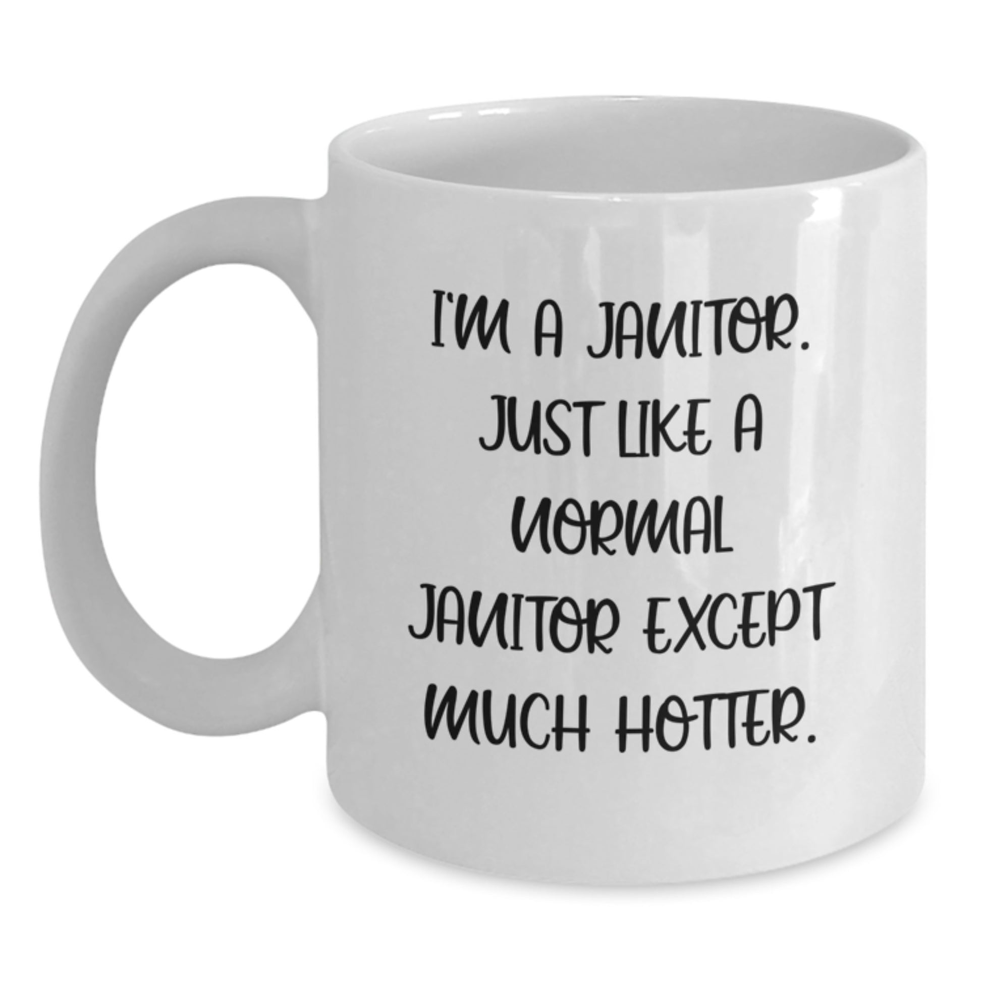 Funny Janitor Mugs Gifts from Men to Janitor Friends at Christmas, White Coffee Mug, I'm A Janitor Quote - Main