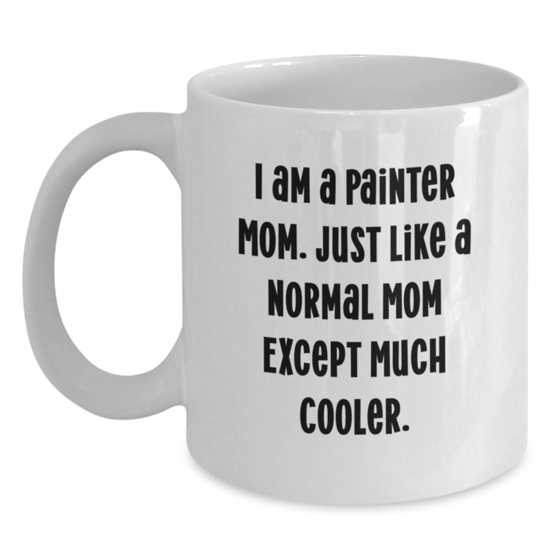 Funny Painter Mom Gifts - White Coffee Mug, I Am A Painter Mom, Unique Birthday Presents for Painter Friends, Gifts from Mom to Painter, 11oz or 15oz Capacity, Ceramic, Microwave and Dishwasher Safe - Main