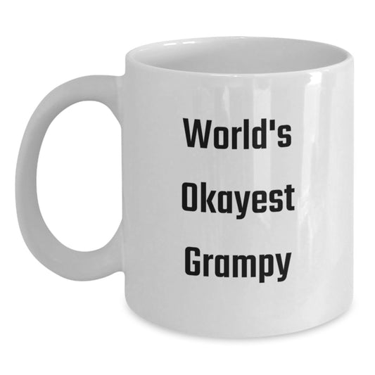 Funny Grampy Gifts from Men to World's Okayest Grampy White Coffee Mug for Birthday - Main