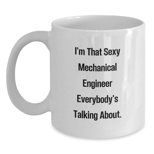 Funny Mechanical Engineer Gifts for Him, White Coffee Mug, Perfect Birthday Unique Presents from Friends to Men - Main