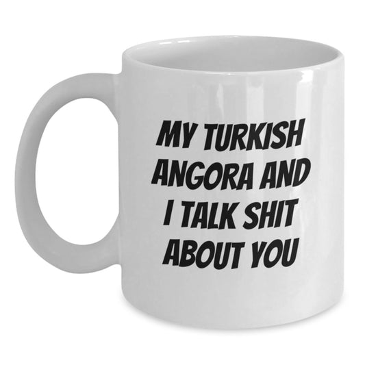 Funny Turkish Angora Cat Gifts for Men - White Coffee Mug for Dad from Family - Main